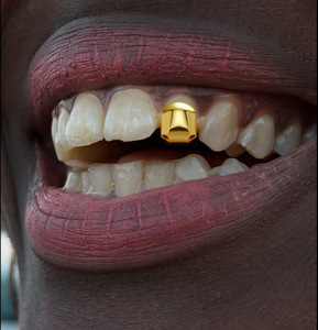 G-004 Grillz <span class=keywords><strong>en</strong></span> laiton, vente chaude, bijoux hip-hop <span class=keywords><strong>en</strong></span> alliage doré, capuchon pour une seule <span class=keywords><strong>dent</strong></span>, plaqué <span class=keywords><strong>or</strong></span> véritable, vente directe d'usine - Product Image 6