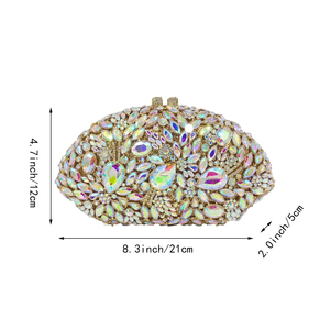 Bolso de Mano Elegante para Mujer con Pedrería Floral, Plumas Brillantes y Cristales, Bolso de Noche con Cadena Desmontable para Bodas - Product Image 6