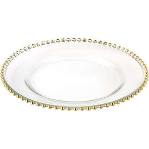 Assiettes de chargeur en <span class=keywords><strong>verre</strong></span> transparent or argent design classique avec motif rose pour les événements et les fêtes de restaurants - Product Image 2