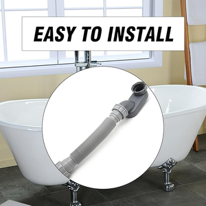 Tuyau de vidange flexible moderne pour baignoire et douche, profil bas, en plastique, avec siphon intégré pour salle de bain - Product Image 2