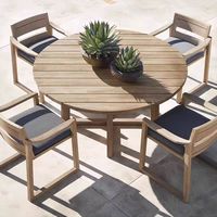 Ensemble de tables et chaises de salle à manger en teck massif de style nordique pour villa, hôtel, maison d'hôtes, complexe hôtelier et projets