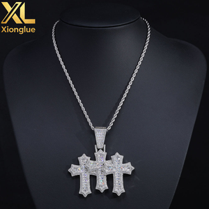 Colgantes de Cruz para Collar, Chapados en Oro, de Latón con Circonita Cúbica, Joyería de Moda Hip Hop, Venta al por Mayor, Personalizados - Product Image 3