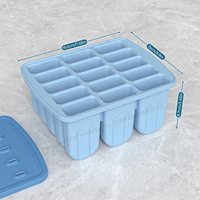 FLwarm Moule à glaces en silicone imprimé à 15 cavités sans BPA avec bâtonnets, sacs et brosse entonnoir réutilisable