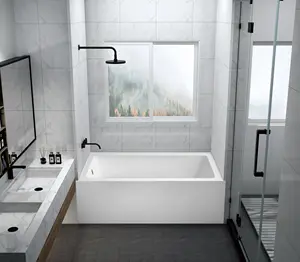 Modern tasarım beyaz etek küvet banyo küvet ve bağlantısız Alcove kare akrilik duş küvet