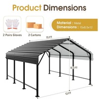 En stock – Abri de voiture 20x20 pieds toutes saisons avec structure en acier renforcé, abri de garage extérieur double sur mesure pour voiture, toit robuste