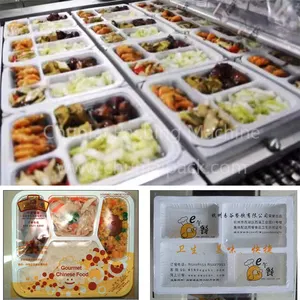 High Speed Fully-Automatic Fast Food Lunch Tray Heat Sealing Machine Soybean Roll Snacks Chicken Beef Container Packing Sealer