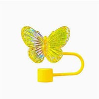 Protège-pailles jetables en silicone papillon brillant Moioco FC3 pour gobelets 30 et 40 oz, couvercles anti-éclaboussures pour embouts de 10 mm (Vert)