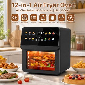 Freidora de Aire sin Aceite de Gran Capacidad (8L, 10L, 12L) con Horno Eléctrico Inteligente Digital Multifunción de Acero Inoxidable y Vidrio - Precio de Fábrica - Product Image 5