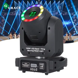 Igracelite 100W LED Spot + Ring RGBW Stage Lights Moving Head Beam Light For DJ