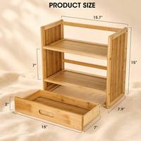 Organisateur de rangement à 2 niveaux en bambou pour thé et café, idéal pour comptoir de cuisine, bar à café et décoration intérieure