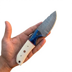 Cuchillo de Supervivencia y Caza de Acero de Damasco Forjado con Hoja Fija Tipo Drop Point, Mango de Madera Pakka Azul, Garantía de 3 Años, DIY - Product Image 3
