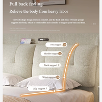 Lit rembourré en tissu, lit double, lit king-size, meubles de chambre à coucher modernes, fabriqué en Chine