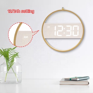Horloge murale numérique LED ronde décorative en bois créative de 12 <span class=keywords><strong>pouces</strong></span> pour la décoration de la maison ET5059 - Product Image 4