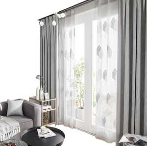 Rideaux en voile blanc brodé <span class=keywords><strong>à</strong></span> motif de feuilles florales modernes Revêtements de <span class=keywords><strong>fenêtre</strong></span> hauts pour salon chambre café corde - Product Image 2