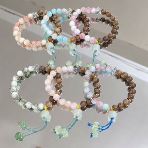Chinese Style 8mm Agalmatolite <b>Beads</b> Tassel <b>Bracelets</b> Handmade Natural Crystal <b>Bead</b> <b>Bracelet</b> Sandalwood <b>Bead</b> Braided <b>Bracelet</b> - Product Image 1