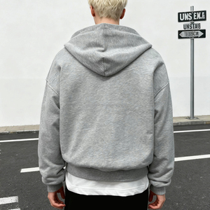 Haute Qualité Boxy Plaid Zipper Hoodie Personnalisé Poids Lourd Cropped Hoodies Fabricants Réversible Surdimensionné Zip Up Hoodie Hommes - Product Image 3