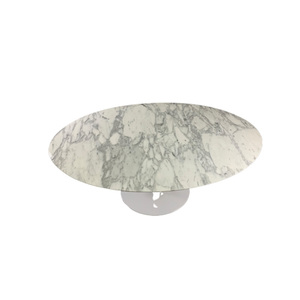 Đồ Nội Thất Gia Đình Tùy Chỉnh Bàn Ăn Hoa <span class=keywords><strong>Tulip</strong></span> Eero Saarinen Hình Bầu Dục Đá Cẩm Thạch Arabescato Màu Trắng Tự Nhiên Hiện Đại - Product Image 1