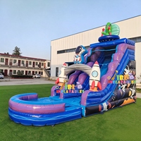 Toboggan aquatique gonflable commercial PVC Aventure spatiale Astronaute Alien avec piscine pour location commerciale