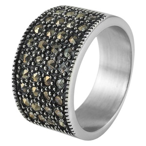 yunnique Women's <b>Titanium</b> Steel Gemstone <b>Ring</b> Pave Setting Geometric Design Gift Jewelry - Product Image 5