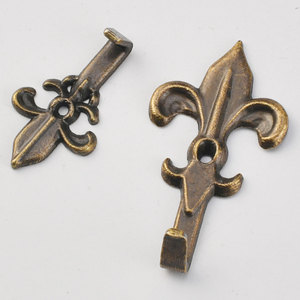 Antique Bronze <b>Single</b> Wall <b>Hook</b> Cast Iron Fleur De Lis Design For <b>Coat</b> And Cap Storage Behind Doors Or On Walls - Product Image 3