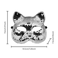 Masque Adulte Miroir Visage de Chat Mystérieux pour Fête Disco d'Halloween, en Plastique Personnalisé, Écologique, Argenté, Nouvelle Arrivée en Gros