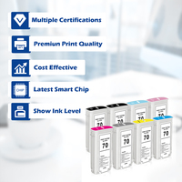 ShinColor pour HP70 Premium Compatible, encre pigmentée couleur, compatibilité puce 100%, garantie 24 mois pour HP DesignJet Z3100/Z3200