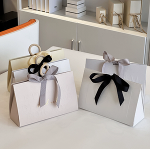 Wholesale One-piece in stock high-end luxurious wooden <b>ring</b> ribbon hand-held gift box logo paper box as souvenir packaging box - Product Image 1