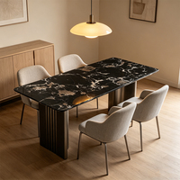 Table à manger moderne de luxe en marbre imperméable avec base en métal pour 6 à 8 personnes, meubles de salle à manger pour appartement