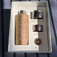 Bouteille d'eau isolée magnétique en titane pur TIOK 410 ml, conception en titane pur à double paroi avec un filtre à thé portable.