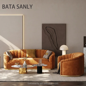 Sofá de lujo de diseño de comedor, muebles de sala de estar, juego de sofá de <span class=keywords><strong>pareja</strong></span> de tela para sala de estar, sofá de salón de Hotel - Product Image 3