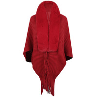 Automne hiver femmes doux Poncho tricoté Poncho avec fourrure femmes avec glands épais pull Poncho