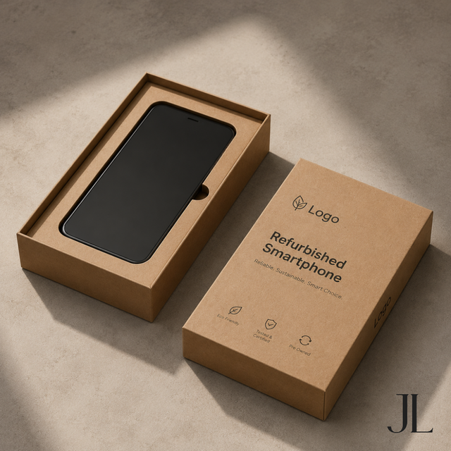 Custom Logo Printed Kraft Paper Boxes for Mobile Phone for Eco Friendly Refurbished Device