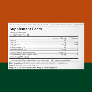 Gélules d'huile de graines de citrouille 3000mg avec huile pure de palmier nain, acides gras essentiels, phytostérols – Soutient la santé des cheveux et des voies urinaires - Product Image 2