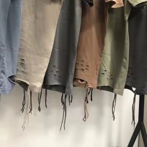 High Street Drop Shoulder Cut Man Ripped Knitted Tshirt <b>Hemp</b> Cotton <b>Fabrics</b> Oversized Acid Vintage Washed Edging - Product Image 3