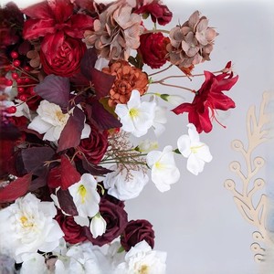 Arche de fond de scène personnalisée de luxe en soie artificielle, roses rouges et blanches, support élégant pour mur de fleurs, idéal pour <span class=keywords><strong>mariage</strong></span>, événement, anniversaire - Product Image 4