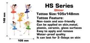 สติกเกอร์สักลายชั่วคราวแบบเต็มสี กลิตเตอร์ กันน้ำ สำหรับเด็ก - Product Image 2