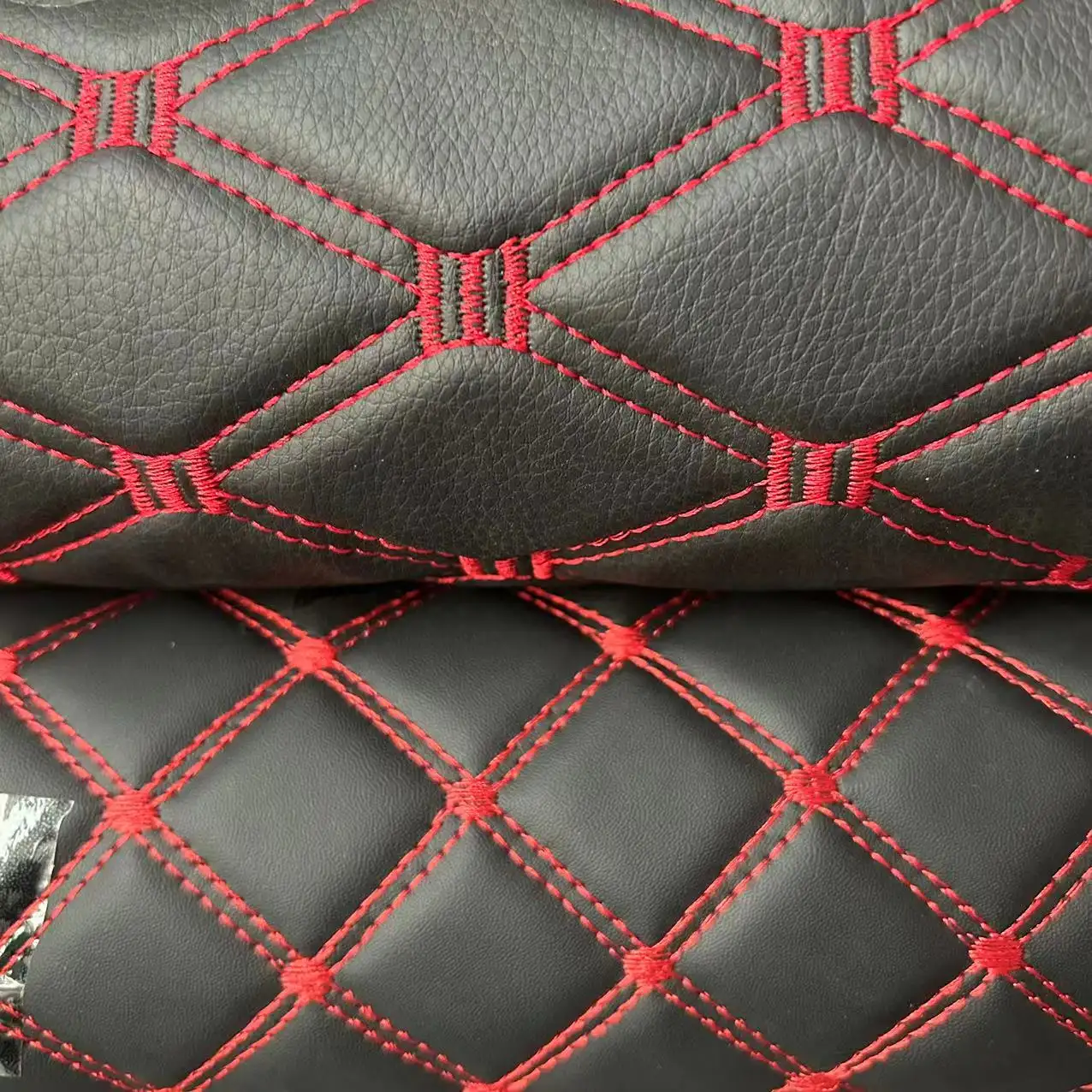 China Fashion Stitching Different Color PVC Embroidery Sponge Leather Roll for Car Seat Cover and Newly Print embroidery fabric