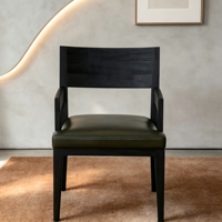 Fauteuil de salle à manger moderne en bois massif de frêne, style luxe discret, avec coussin rembourré en cuir PU pour maison, villa, restaurant