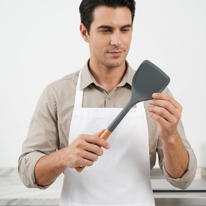 Jaya Mata JM489 <b>Silicone</b> Cooking Turner Wooden Handle Heat Resistant 240C Non-<b>Stick</b> Oven Safe Dishwasher Safe Kitchen Spatula - Product Image 1