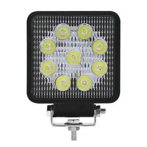 Suppliers 4x4 spot/flood beam 27w 4 inch 12-24v 9*3W epistar square led work light for truck/offroad