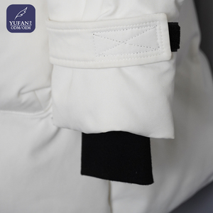 Giacca Imbottita Bianca da Donna <span class=keywords><strong>a</strong></span> Lunghezza Media con Cappuccio, Fodera <span class=keywords><strong>a</strong></span> Scacchi, Cintura con Coulisse e Tasche con Zip - Product Image 6