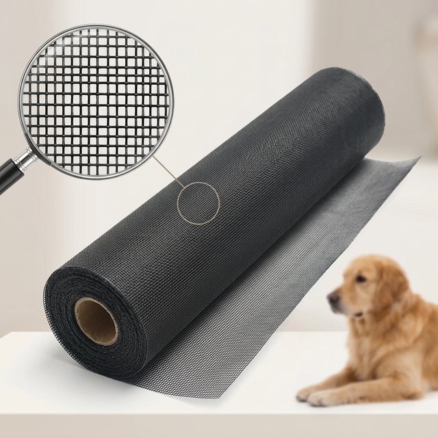 Wholesale 70% PVC 30% Polyester Easy to Install Curtain Mesh Roll Scratch Resistant Pet Proof Window Screen for Dogs Cats