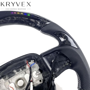 Volante Personalizado Kryvex para <span class=keywords><strong>Dodge</strong></span> Charger 2025-2020, Fibra de Carbono Forjada, Cuero Genuino Perforado - Product Image 3