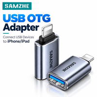 Adaptateur USB OTG SAMZHE pour iPhone L en alliage d'aluminium, convertisseur USB femelle pour téléphone portable, ordinateur portable, iPad avec lecteur externe et souris
