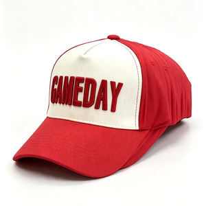 Gorra de Béisbol de Dos Tonos con Bloques de Color, Bordado 3D Personalizado con la Letra GAMEDAY, Perfil Alto, Ajustable, Estilo Dad Hat para el Día del Partido - Product Image 4