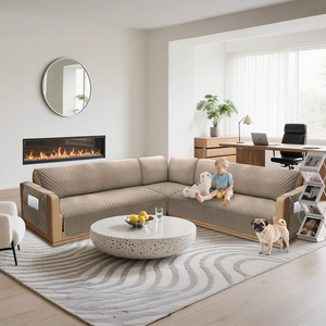 Housse de canapé d'angle en velours personnalisable, antidérapante, imperméable, adaptée aux animaux domestiques, à carreaux, avec poche, <span class=keywords><strong>pour</strong></span> salon - Product Image 3
