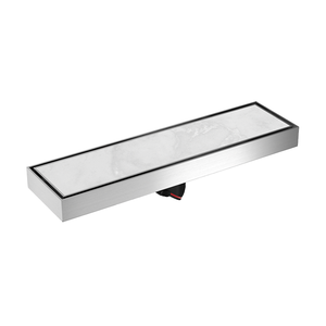 Drain <span class=keywords><strong>de</strong></span> douche linéaire moderne 30x8cm en acier brossé, finition en acier inoxydable 304, drain <span class=keywords><strong>de</strong></span> sol dissimulé à insérer dans les carreaux <span class=keywords><strong>pour</strong></span> salle <span class=keywords><strong>de</strong></span> bain - Product Image 1