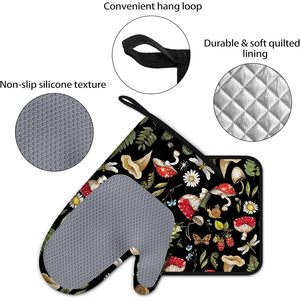 Manoplas de horno de silicona resistentes al calor de 4 piezas personalizadas y juego de agarraderas antideslizantes para cocina con forro para barbacoa - Product Image 3