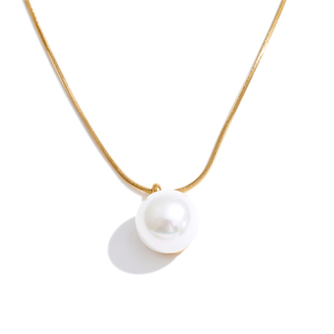 JINYOU 1529 Elegante Collana con Catena Sottile in Acciaio Inossidabile, Gioiello con Perle Simulate Rotonde, Accessorio di Moda - Product Image 1