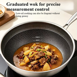 Wok de Acero Inoxidable 304/316 Antiadherente de Alta Calidad con Tapa de Vidrio, Gran Capacidad, Compatible con Gas e Inducción, Juego de Utensilios de Cocina - Product Image 2